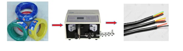 Automatische Drahtschneide- und Abisoliermaschine und automatische Drahtvorschubmaschine